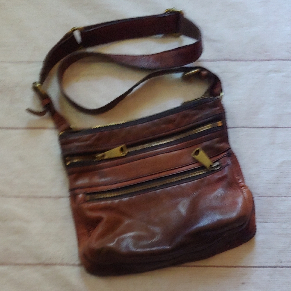 Fossil Brown Leather Crossbody Bag